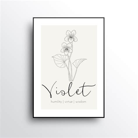 Violet February Birth Month Flower Drawing DIGITAL DOWNLOAD, Botanical Illustration, Simple ...