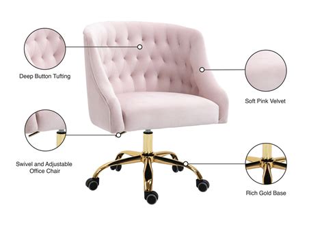 Arden Pink Velvet Office Chair Best Buy Furniture and Mattress