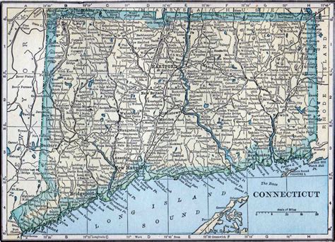 Detailed old map of Connecticut state with all cities – 1923 | Vidiani ...