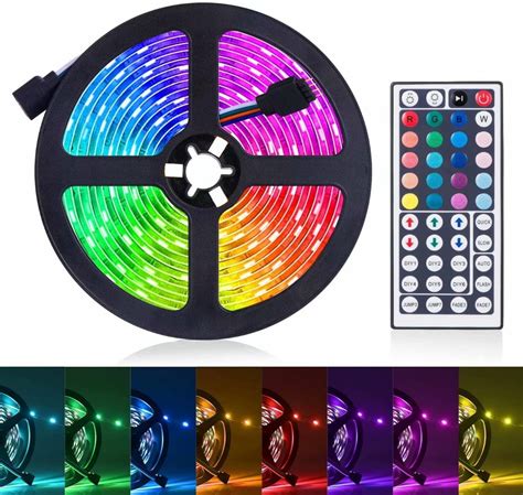 LED Light Strip, 16.4ft RGB LED Light Strip 5050 LED Tape Lights, Color Changing LED Rope Lights ...