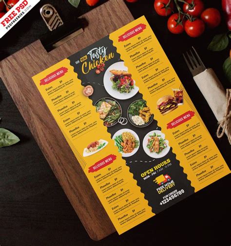 A4 Size Restaurant Food Menu PSD Template | PSDFreebies.com