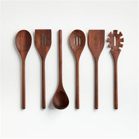 Modern Walnut Utensils, Set of 6 + Reviews | Crate and Barrel | Wooden utensils, Wooden kitchen ...