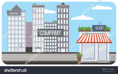 City Street Big Company Small Business 库存矢量图（免版税）411066889 | Shutterstock