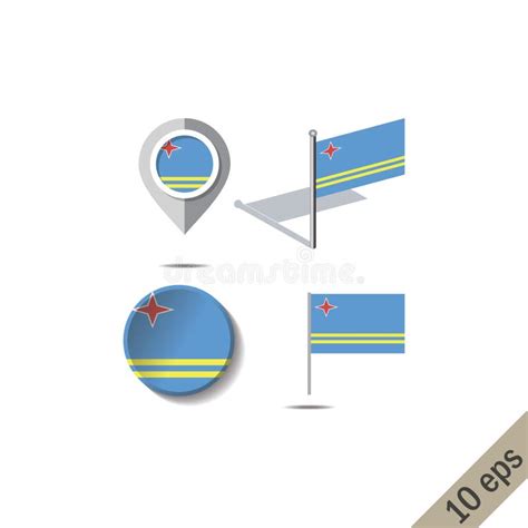 Map Pins with Flag of ARUBA Stock Vector - Illustration of emblem, destination: 138674123