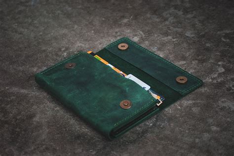 Green Leather Wallet, Personalized Leather Wallet, Leather Wallet ...