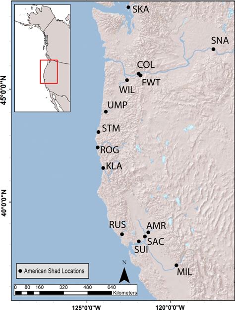 Map of the Pacific Coast of the United States displaying sampled... | Download Scientific Diagram