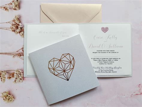 Rose gold foil modern wedding invitation