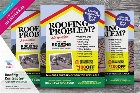 Roofing Contractor Flyer Vol.03 | Flyer Templates ~ Creative Market