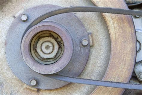 Pulley Belt of a Small Old Tractor. Stock Photo - Image of metal, industry: 90785034