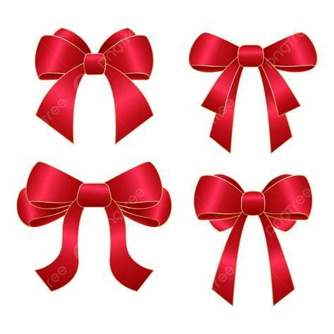 Red Gift Bow Design Set, Ribbon, Red, Bow PNG and Vector with ...