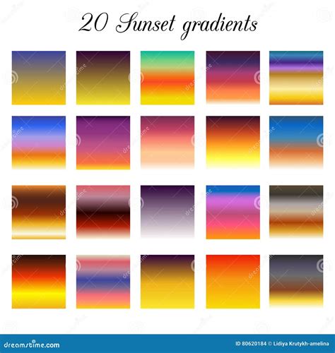 Sky Gradient Background - Sunset Color Collection Swatches Stock Vector - Illustration of mesh ...