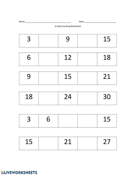 3s Skip Counting Worksheet Worksheet - CountingWorksheets.com