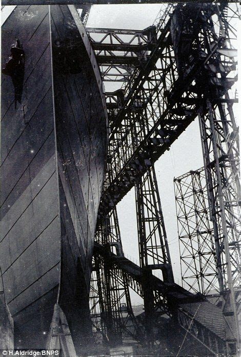 an old black and white photo of the side of a ship