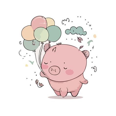 cute doodle pig with hand draw vector illustration 20310355 Vector Art ...