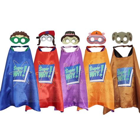 Super Why Costumes Cape with Masks Cosplay Party Favors Kids Wyatt ...