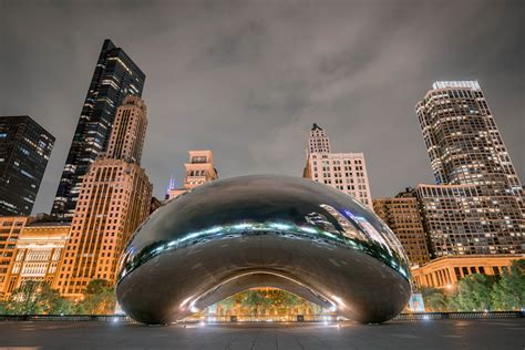 Chicago Bean at Night Chicago Art by William Drew Photography