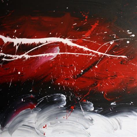 Huge Canvas Abstract Painting White Red Black Modern Wall Art Artwork | White painting, Red wall ...