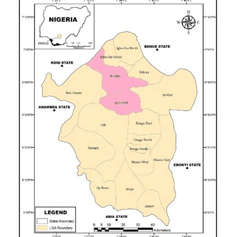 Map of Enugu State showing the two sample areas | Download Scientific Diagram