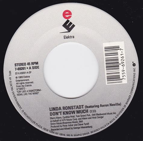 LINDA RONSTADT Don't Know Much 7" Single: Linda Ronstadt: Amazon.ca: Music