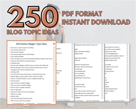 250 Fashion Blog Ideas 2021 Boutique Content Creation blog Planning Sheets Blog Topic Ideas ...