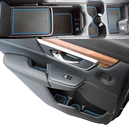 Custom Fit Cup, Door, Console Liner Accessories for 2019 2018 2017 Honda CR-V CRV (Blue Trim ...