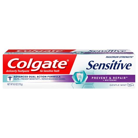 Colgate Sensitive Toothpaste, Prevent and Repair - Gentle Mint Paste ...