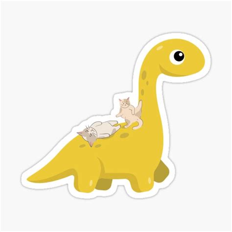 "Cat Lovers, Cat Owners and Dinosaur Lovers Gift: Cute Cartoon Cats Riding A Dinosaur " Sticker ...