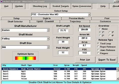 Arrow Selection Software | Archery Talk Forum