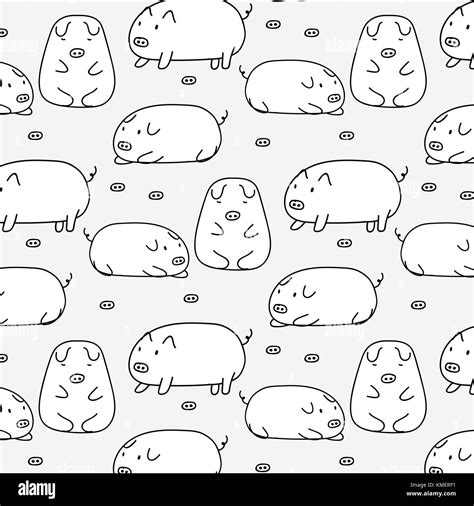 Hand Drawn Cute Pig Vector Pattern. Doodle Art Stock Vector Image & Art ...