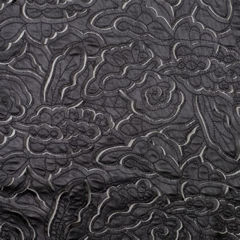 Black Faux Leather Embroidered Netting Fabric by the Yard | Mood ...