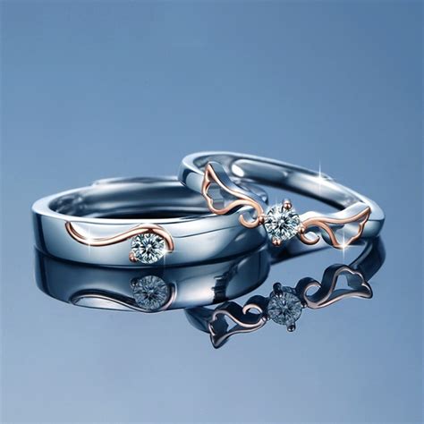 Engravable Guardian Angel Matching Promise Rings For Couples In ...