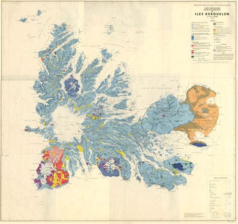 Geological map of Kerguelen Islands (1970) [5000x4706] : r/MapPorn