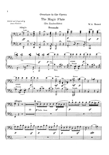 Mozart The Magic Flute Overture, For Piano Duet(1 Piano, 4 Hands ...