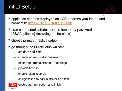 PPT - RSA SecurID Appliance Setup & Administration PowerPoint ...