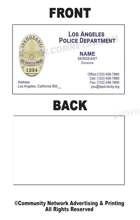 Los Angeles Police Sergeant Business Card #3