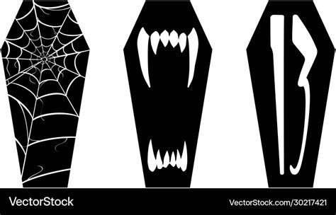 Halloween coffin black and white graphic ic Vector Image