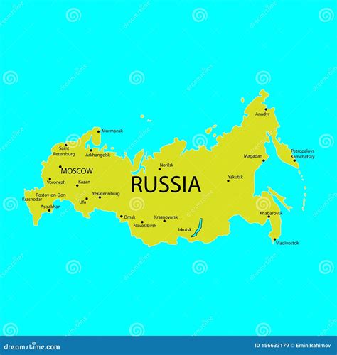 Russia Map with Cities Sign Stock Illustration - Illustration of city ...