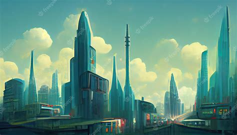 Premium Photo | Futuristic city concept art cityscape with bright neon ...