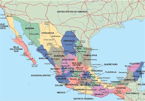 Printable Map Of Mexico States