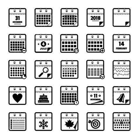 Calendar Set Vector Art PNG, Calendar Icons Set Icon Simple, Celebrate ...