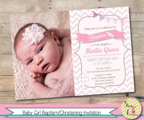 Girl Baptism Invitation Printable Christening Invite