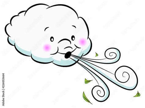 Adorable Cloud Blowing Wind Stock Vector | Adobe Stock