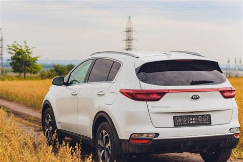 Ufa, Russia, 1 July, 2019: Car Kia Sportage 2.0 CRDI Awd or 4x4, White Color, Parked on the Road ...