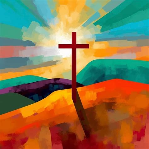 Premium AI Image | Abstract art Colorful painting art of three crosses ...