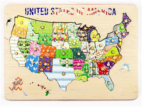 Map of the US USA Puzzle Educational Game Wood Toy Gift - Etsy