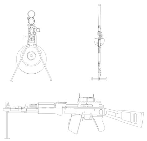 AK-47 Modify Blueprint - Download free blueprint for 3D modeling