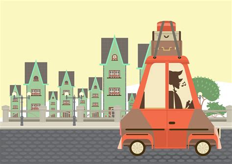 Man driving car with bags or roof in city, illustration free image download