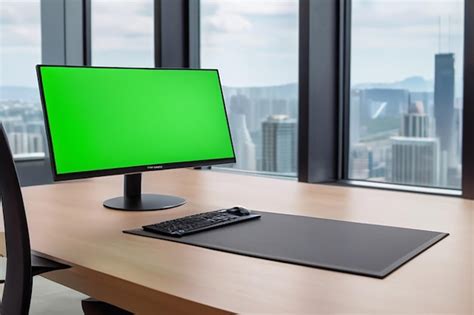 Premium Photo | Desktop Computer Monitor with Mock Up Green Screen ...