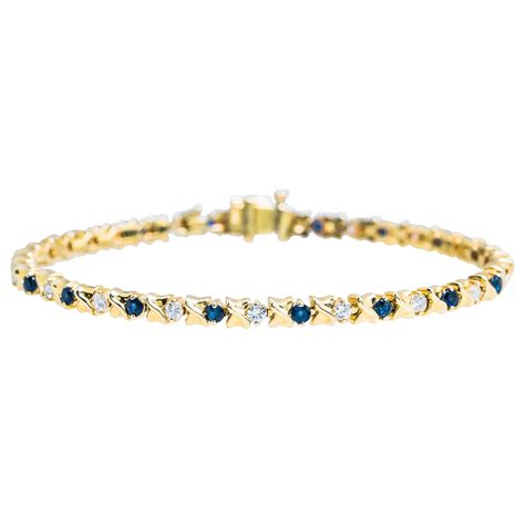 Vintage 1.60 CTW Diamond & Blue Sapphire Tennis Bracelet - Shop Jewelry - Shop Jewelry, Watches ...