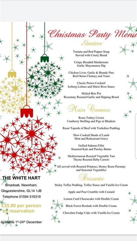 Menu at White Hart Inn pub & bar, Newnham, Broadoak